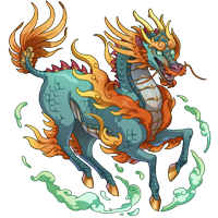 An image of the girin familiar. This creature has the body of a horse or a deer with scales, the hooves of a horse, and the tail of an ox. Flame or cloud-like adornments spill across its shoulders. Two branched horns sprout from its head, which has a mane and whiskers. An image of the girin familiar. This creature has the body of a horse or a deer with scales, the hooves of a horse, and the tail of an ox. Flame or cloud-like adornments spill across its shoulders. Two branched horns sprout from its head, which has a mane and whiskers.